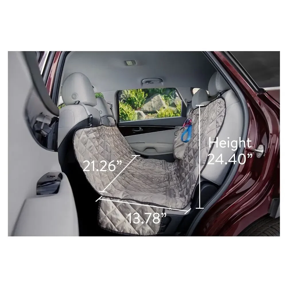 Top Paw Hammock Car Seat Cover Gray Quilted Pet Dog Travel Protector Bench Rear
